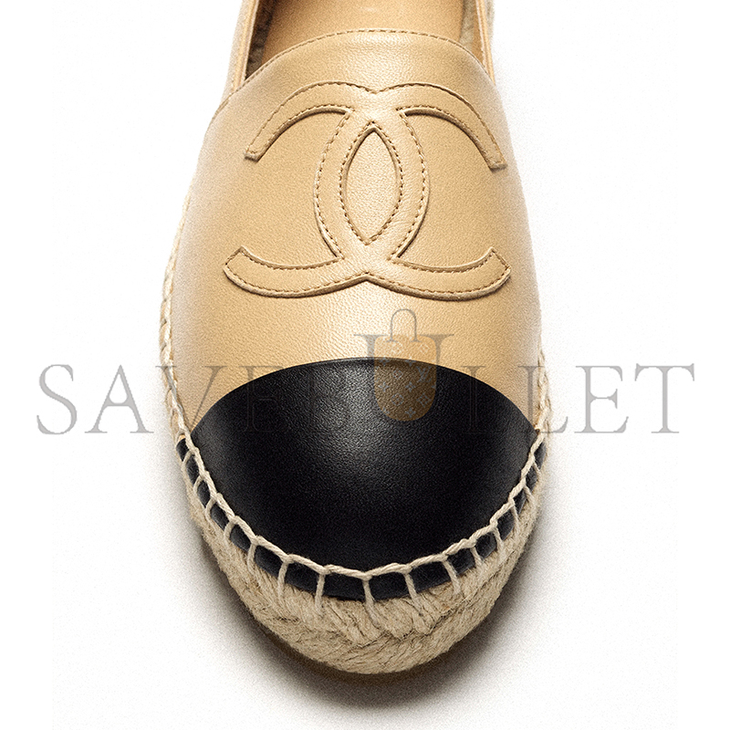 Ch*el espadrilles lambskin beige & black g29762